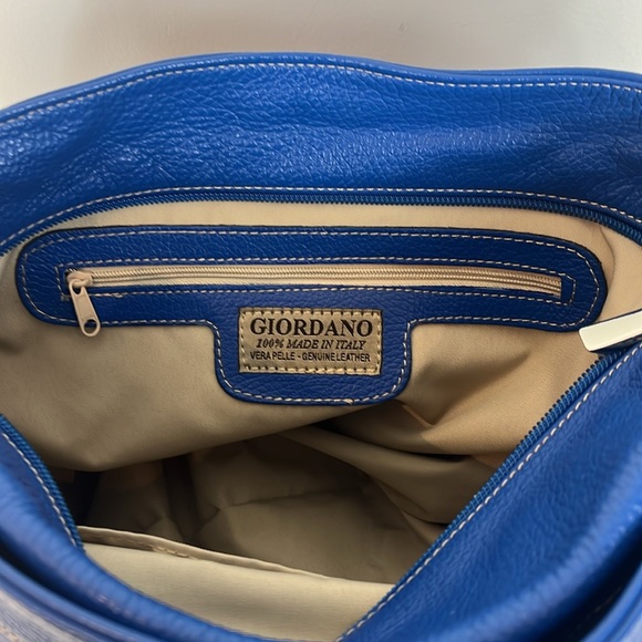 Giordano Blue and Black Leather Shoulder Bag Purse - Picture 13 of 17